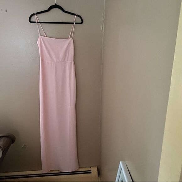 Superdown Addison Maxi Dress Blush pink chiffon slip dress slit Revolve S NWT - Picture 11 of 12